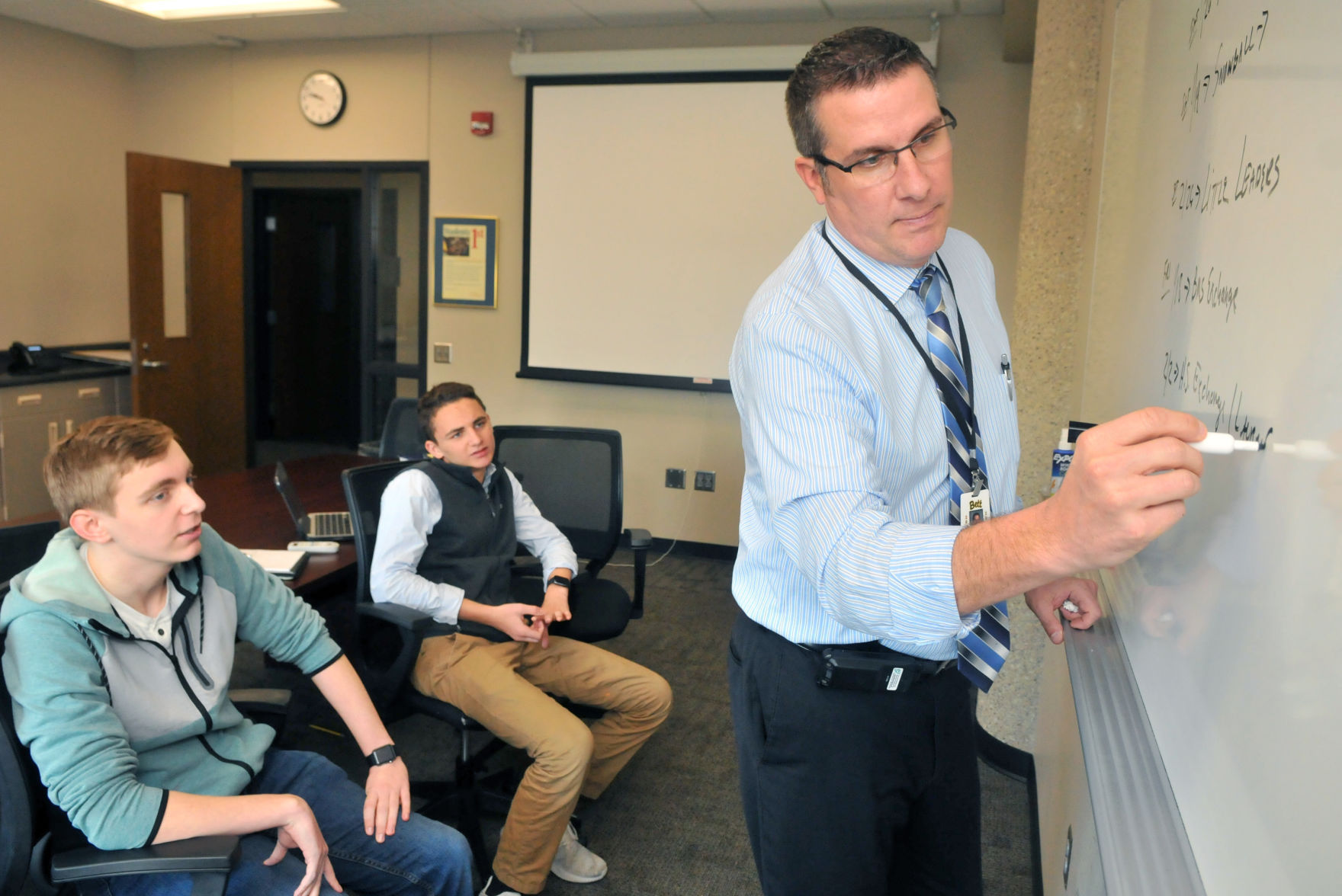 Progress: Assistant principal Kevin Skillett at Bettendorf high school